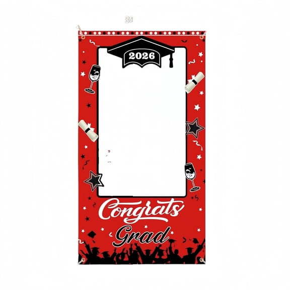 Graduation Decorations Class Of 2026 Graduation Party Photo Booth Prop Congrats Grad Background 2026 Gold And Black Grad Party Decor For High School College 70.9"X"39.4" Home Decor