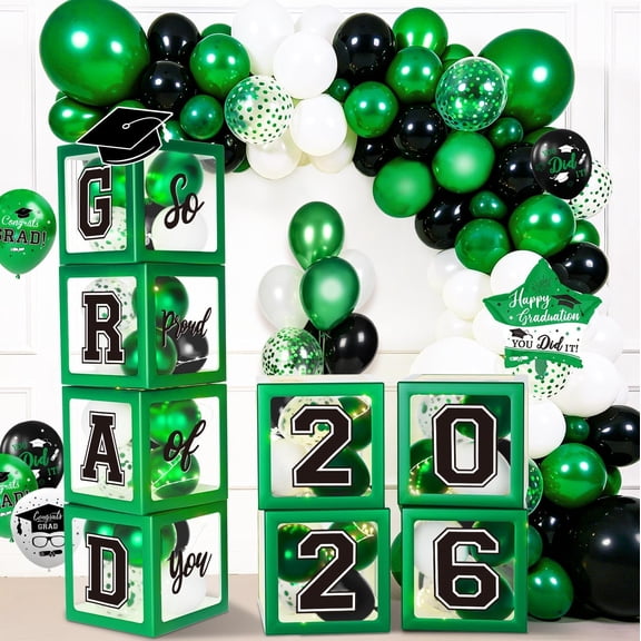 Graduation Decorations Class of 2026 - Red and Black Graduation Decorations - Balloons Boxes with Letters 2026 GRAD So Proud of You, Congrats Grad Party Decorations for Any Grades