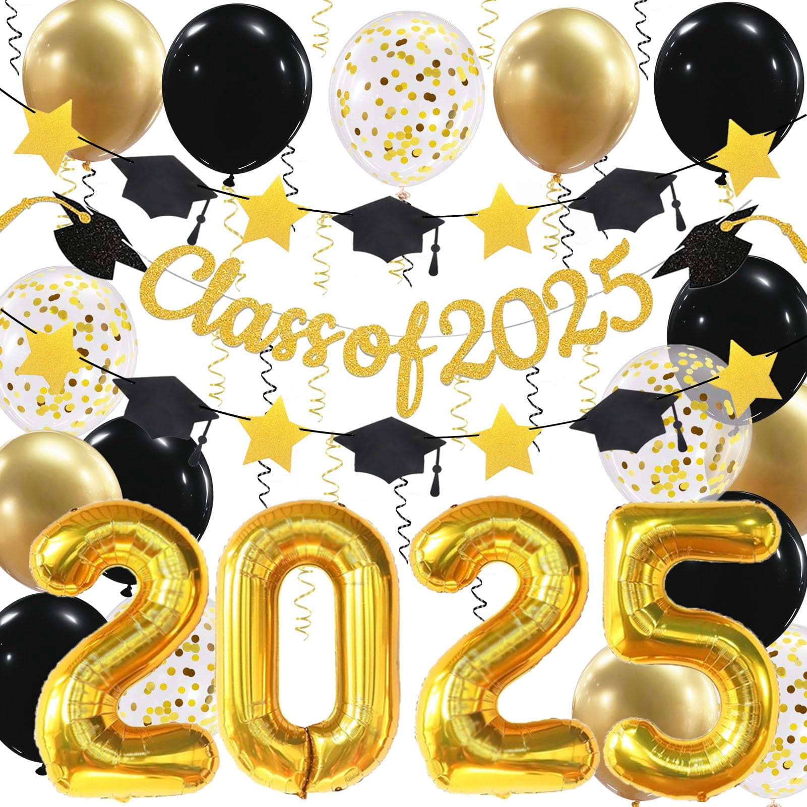 Graduation Decorations Class of STF9 2025 Banner, 32in Gold 2025 ...