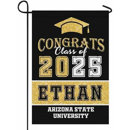 Graduation Decorations Class of 2025 Personalized Garden Flag Custom Banner for Graduates Outdoor Party Yard Sign Flags Decorations, 12"*18"
