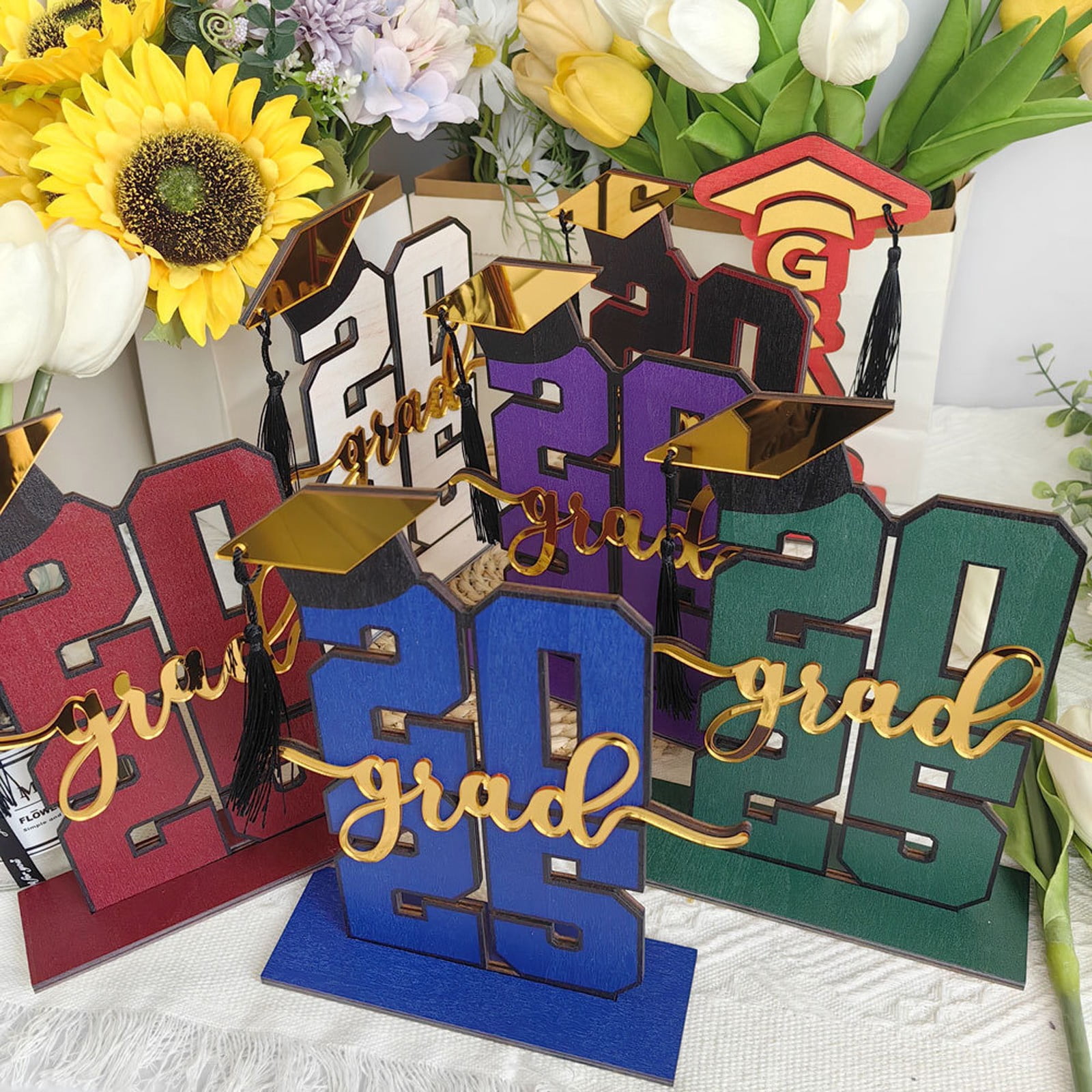 Graduation Decorations Class of 2025 Wooden Table Centerpieces ...