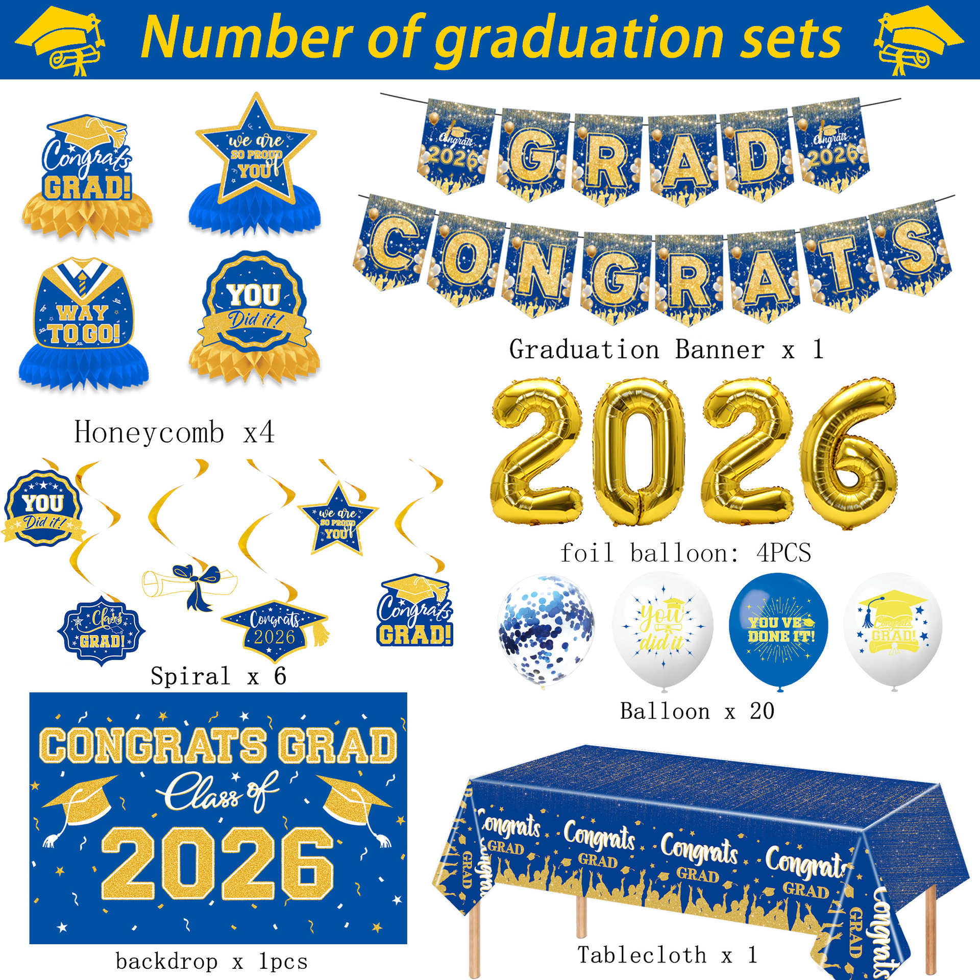 Graduation Decorations Class of 2026 Party Decor Set include Congrats ...