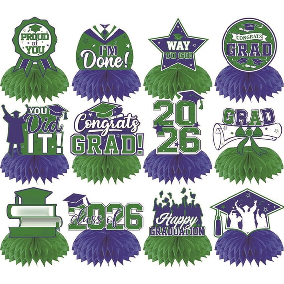 Graduation Decorations Classof2026, 2026 Graduation Party Decorations, Grad Party Decorations, Paper Honeycomb Centerpieces, Party Table, 7*5in, 12 Pcs