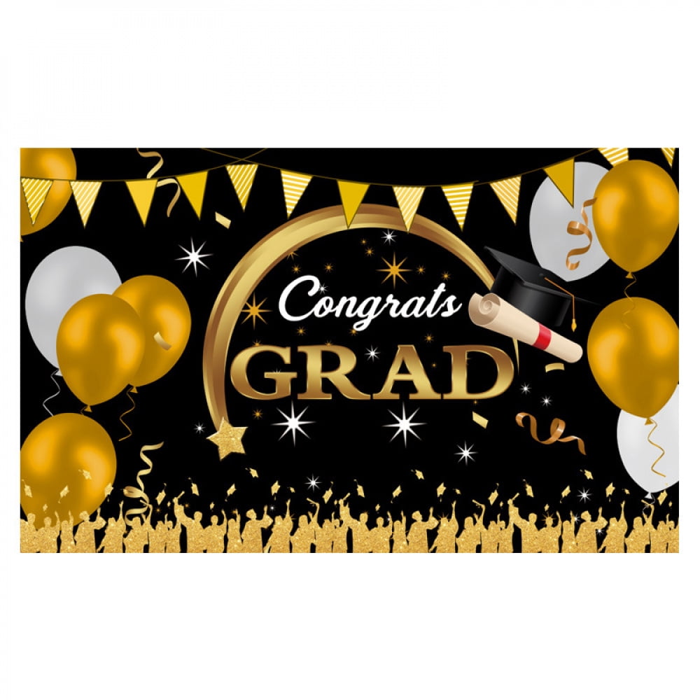 Graduation Decorations Congrats Grad Class of 2025 Backdrop - Black and ...