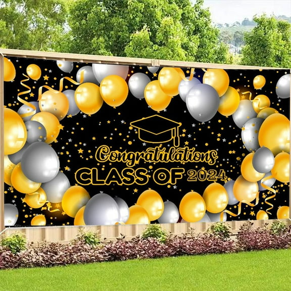 Graduation Photography Backdrop Banner,Black and Gold Graduation ...