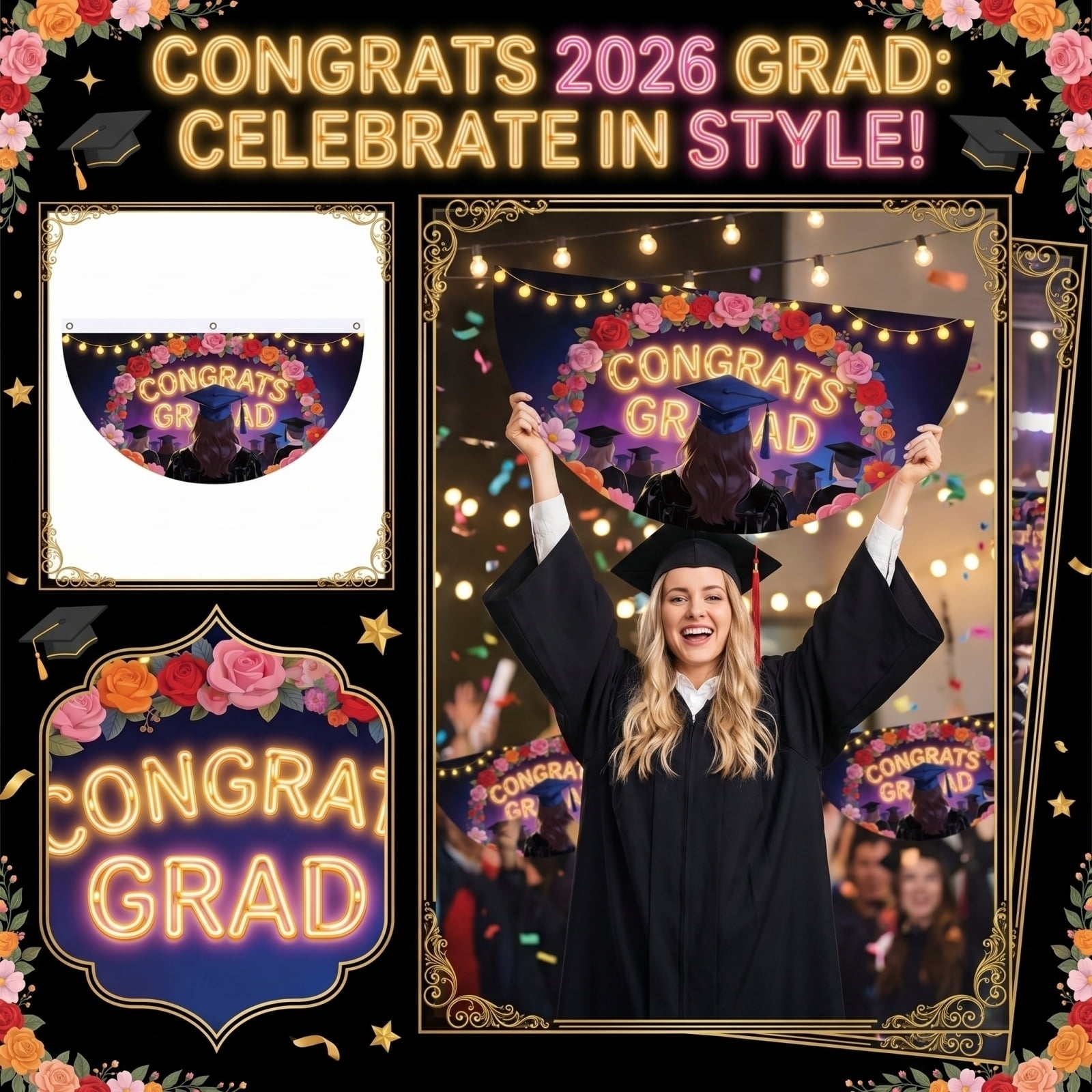Graduation Decorations, Graduation Banner 2026 Congrats Grad Backdrop ...