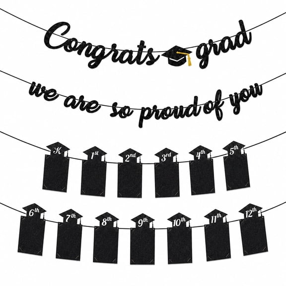 2026 Graduation Decorations - Congrats Grad We Are So Proud of You Banner & Kindergarten to 12th Grade Photo Banner, Graduation Party Supplies for Preschool Pre-K Graduation Photo Banner