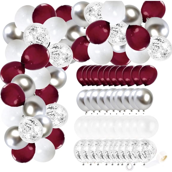 Graduation Decorations Maroon White Balloon Arch Kit