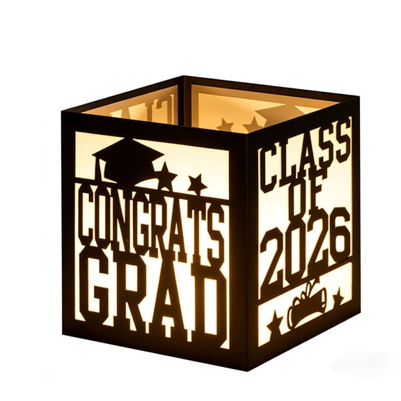 Graduation Decorative Light Box Set (4-Pack), Lampshades for 2026 Graduation Festival Party, No Lights Included, Stylish Table and Shelf Decor Black