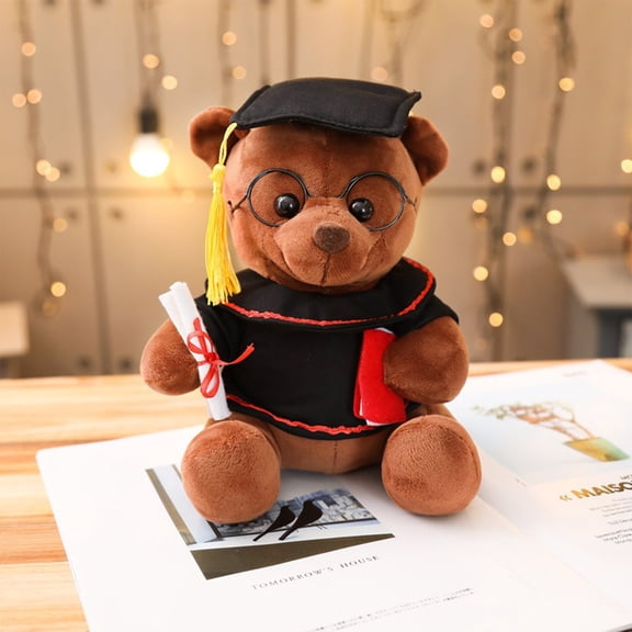 Graduation Doctor Bear Plush Toy,Miniature Graduation Gown with Scroll and Glasses Accessories,Soft Short Plush Material for Commemorative Gift and Display,Stuffed Animal Graduation Doll