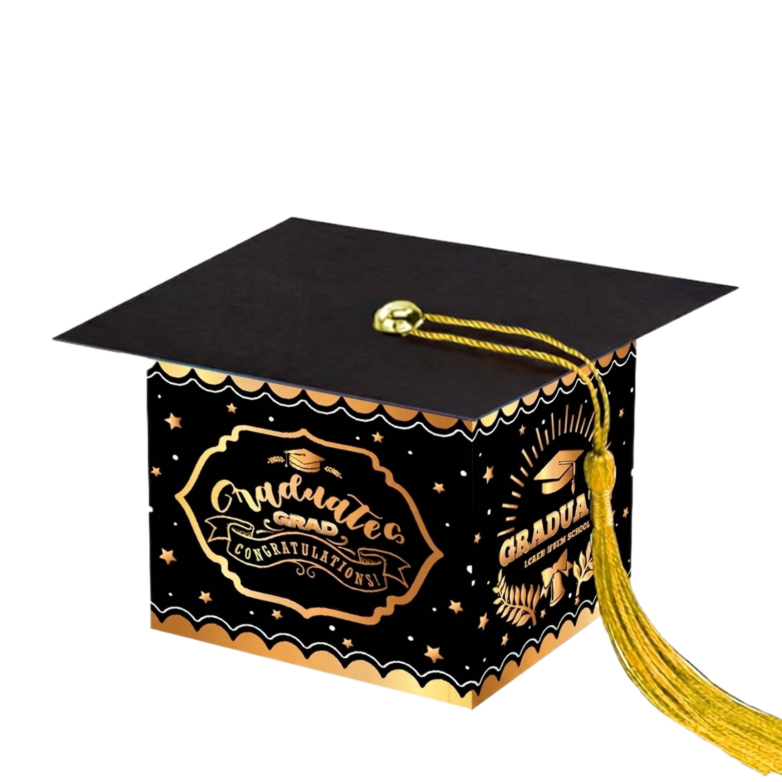 Graduation Doctoral Cap Box, Surprise Candy Packaging Bags & Gift Storage Bags for Graduation Party Favor Supplies (Black)