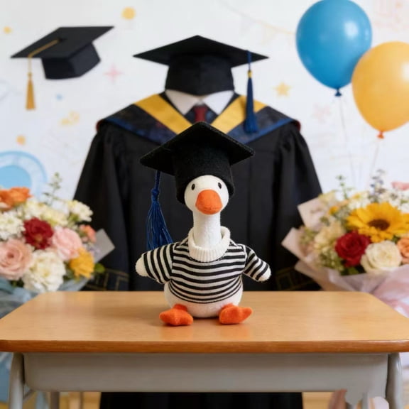 Graduation Dog Costume Set, Porch Pet Garden Ornament Clothing, 7-Inch Mini Goose Outfit, Outdoor Decor for Spring Season, One Size Fits Most