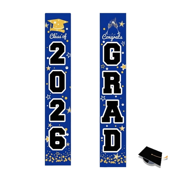 Graduation Door Banner 2026, Congrats Grad Decorations with Star & Confetti Patterns, for Graduation Party, School Celebration, Home Decor