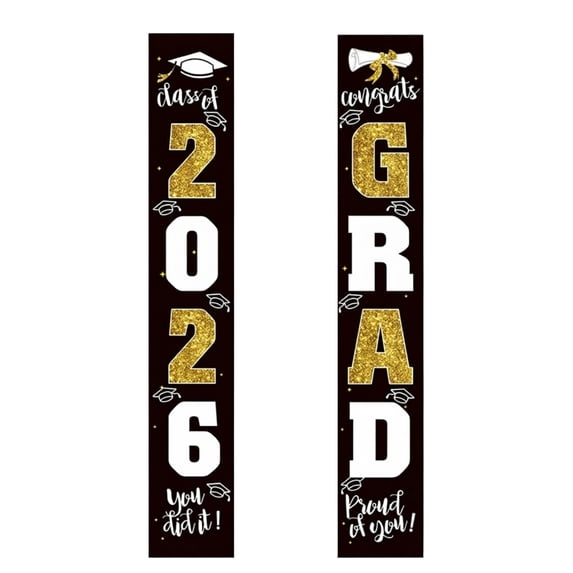 Graduation Door Banner 2026, Congrats Grad Hanging Flag with 2026 & Grad Design, for Graduation Party Decor, School Grad Event, Home Grad Celebration