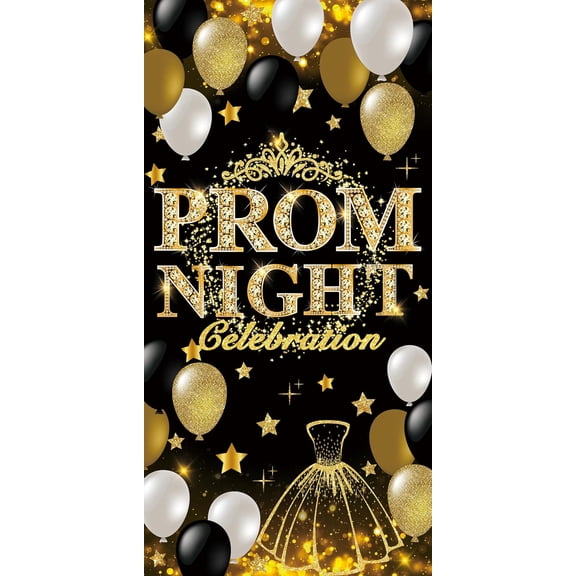 Graduation Door Cover 2026 Prom Celebration Backdrop Black Gold Glitter Graduation Porch Sign Decorations Banner Congrats Grad Class of 2026 Party Supplies