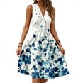 thumbnail image 1 of Graduation Dress, Floral Casual V Neck Sleeveless Tunic Tank Dress Cocktail Wedding Guest Beach Vacation Sundress Evening Formal Dresses Women Plus Size Dresses Casual Dresses (S, White) ZMTing, 1 of 5