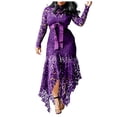 thumbnail image 1 of Graduation Dress for Lady Hollow Lace Maxi Dress Womens Formal Evening Gowns, Asymmetrical Elegant Long Floor-Length Lace Dress Purple 4XL, 1 of 6