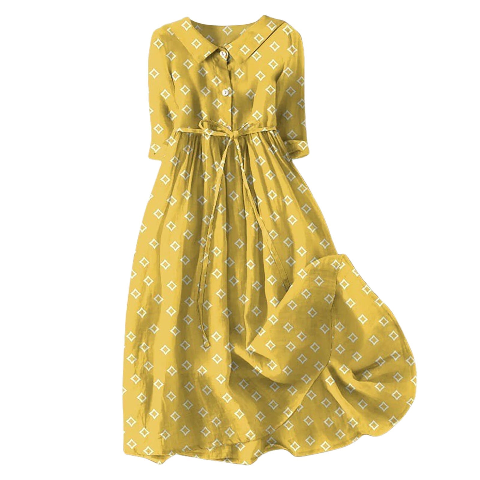 Graduation Dresses For Women 2024 Korean Style Dresses Lace Up Waist  Defined Shirt Midi Dress Summer Half Sleeve Trendy A Line Dress Flowy  Dresses - Walmart Business Supplies