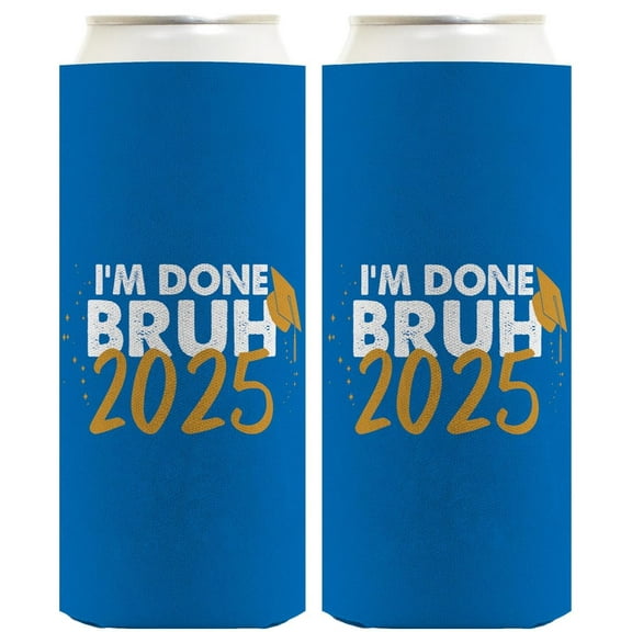 Graduation Drink Cooler Class of 2026 I'm Done Bruh 2026 2-Pack Ultra Slim Can Thermocoolers
