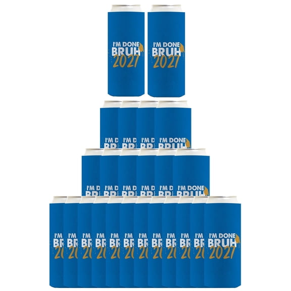 Graduation Drink Cooler Class of 2027 I'm Done Bruh 2027 24-Pack Ultra Slim Can Drink Thermocoolers Party Pack