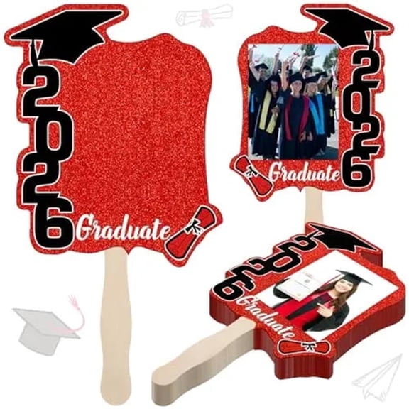 Graduation Face Fans 24 Pack Class Of 2026 Photo Fans Double Sided DIY Party Props Graduation Party Photo Booth Keepsake for Senior Night Prom Ceremony Celebration Memory Table Favor Campus Cheer