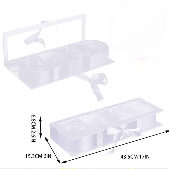 Graduation Flower Gift Box Creative Gift Packaging Idea Fillable GRAD Letter Shaped Gift Boxes Wrapping Basket Packaging Boxes with Window (16.9"x5.9"x2.3",White)
