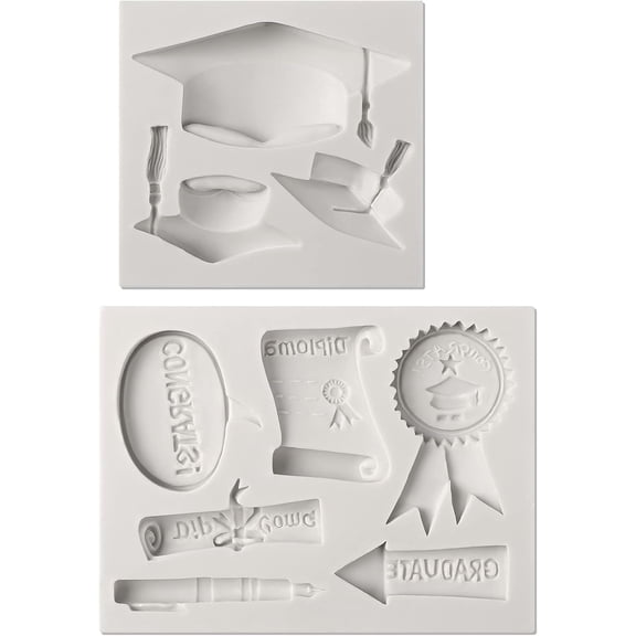Graduation Fondant Molds Silicone Doctoral Cap Diploma Chocolate Candy Molds Congrats Grad Congratulations Mould Cake Toppers Party Decorations for 2026 Graduation Celebration