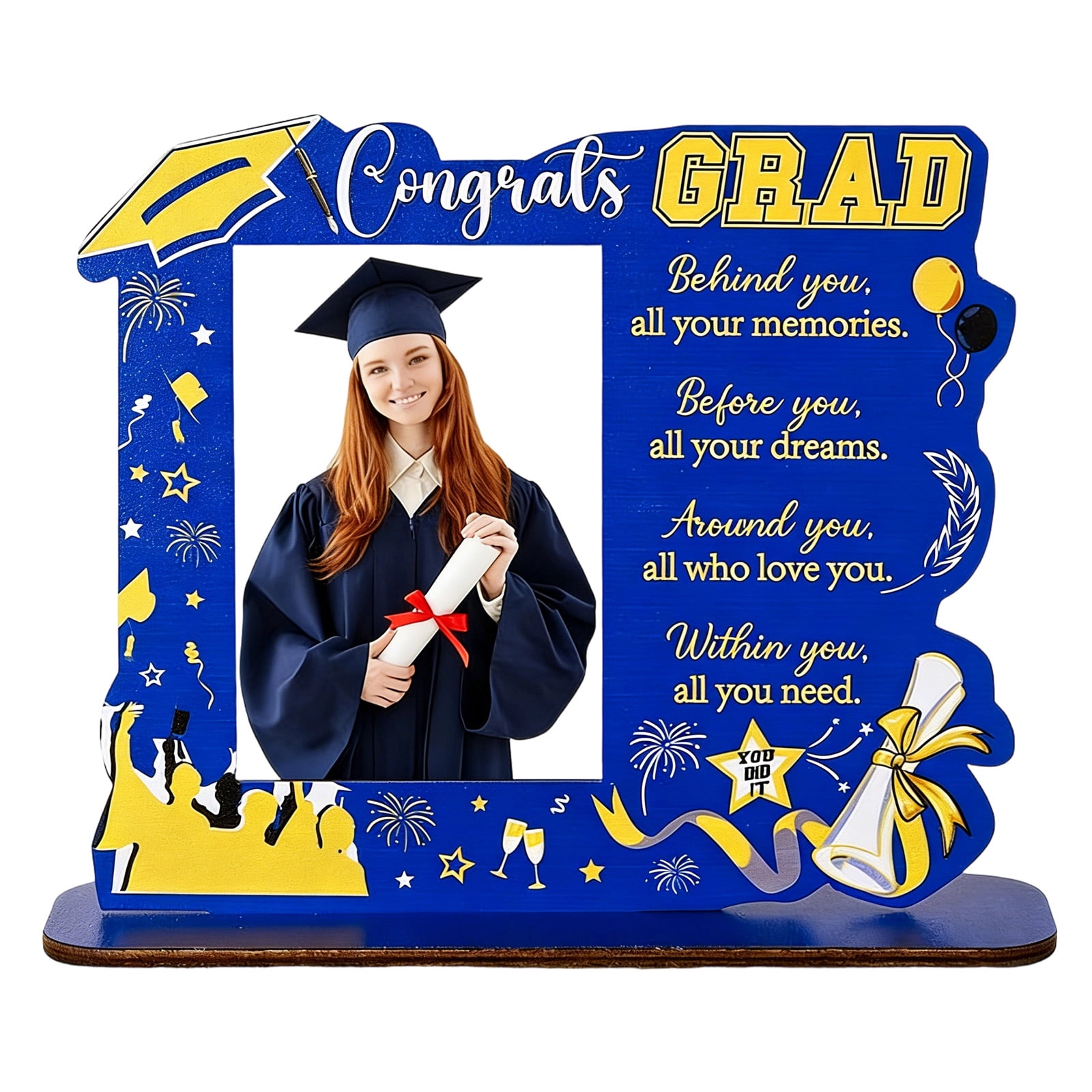 Graduation Frame, Graduation Cap Decorations, 4X6 Photo Frame, Wooden ...