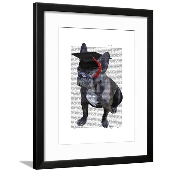 Graduation French Bulldog, Animals Framed Art Print Wall Art by Fab Funky Sold by Art.Com
