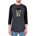 thumbnail image 1 of Graduation Funny Cat Mens Raglan T Shirt Heather Black-Black LG, 1 of 1