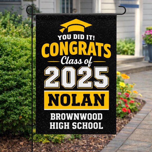 Graduation Garden Flag Class of 2025, Personalized Name Yard Flag for Senior Celebration