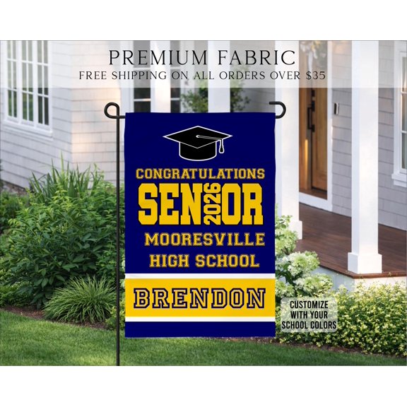 Graduation Garden Flag Class of 2026, Custom School Color Style Yard Flag for Senior Celebration