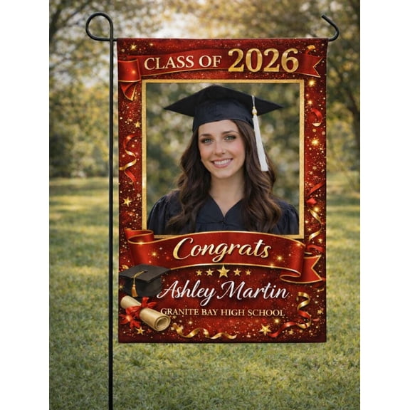 Graduation Garden Flag Class of 2026 Personalized Photo, Senior Yard Banner Grad Gift