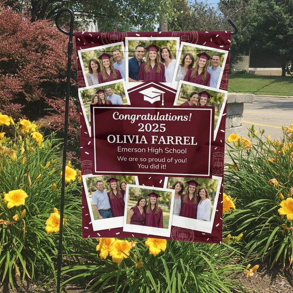 Graduation Garden Flag Custom Senior Photo Collage High School Grad Gift Personalized Yard