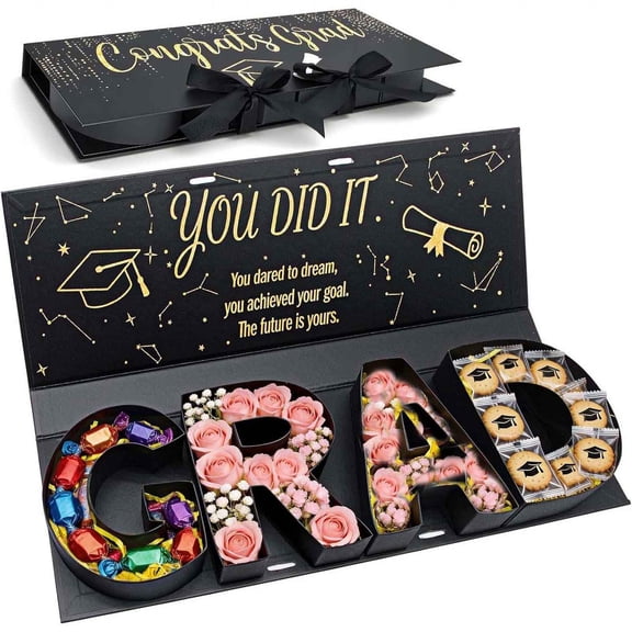 Graduation Gift Box 2026,GRAD Letter Shaped Fillable Cardboard Box for Graduation Gifts,Snacks,Flowers & More,DIY Graduation Gift Ideas Boxes,Perfect Decor for Grads
