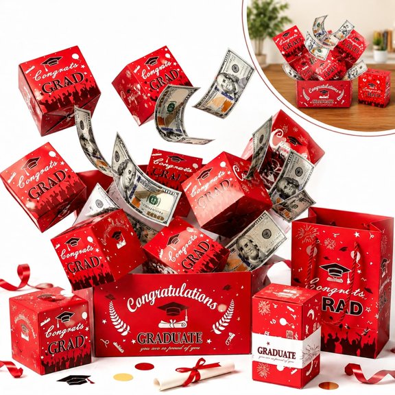 Graduation Gift Box, Creative Explosion Money Gift Box with Confetti for Graduation, Customizable DIY Gift for Friends, Classmates & Students