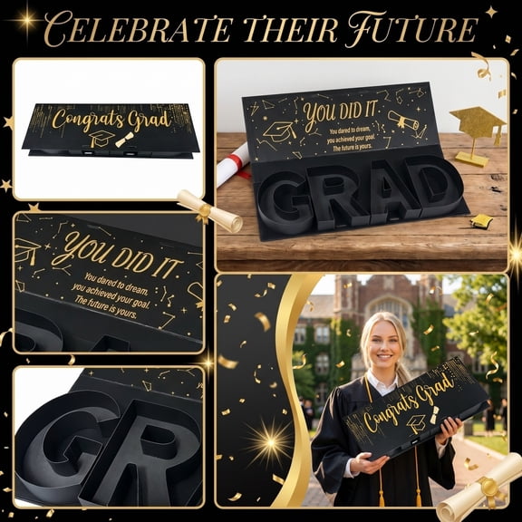 Graduation Gift Box, Keepsake Packaging for College Graduates, Personalized Paper Storage Container with Inspirational Message, 12x8x4 Inch