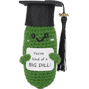 Graduation Gift Emotional Support Dill Pickle w/Graduation Hat Unique Emotional Support Dill Pickle Cute Crochet Pickle Decorations Funny Gifts For Women and Men