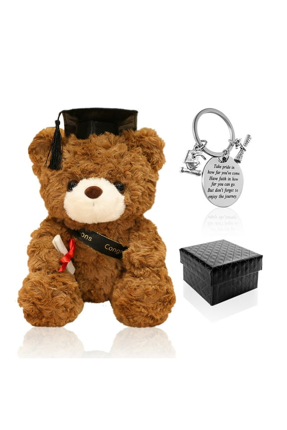 Graduation Gift Graduation Bear Inspirational Keychain for Middle High School University College Graduates Black