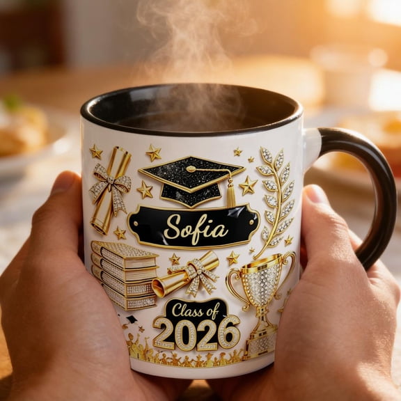 Graduation Gift for Her Him-Class of 2026 Gifts, Personalized Ceramic Coffee Mug, Custom Name Senior Gift, High School College Grad Cup,Graduation Party Favor, Decorations, Back to School