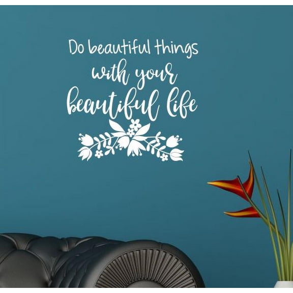 Graduation Gift Idea Decal Sticker Do Beautiful Life Inspiration Quotes 11.5x10.5-Inch White