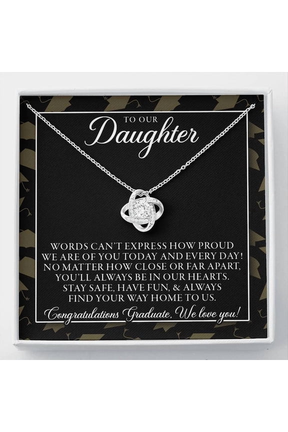 Graduation Gift Necklace for Daughter from parents, Class of 2023 Senior Present, Gold Love Knot Necklace