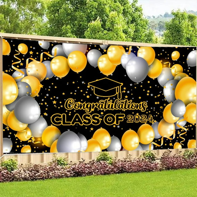 Graduation Gift Savings! Outoloxit Graduation Decorations Congratulations Graduation Banner 2024 Graduation Banner Graduation Decorations Graduation Photo Backgrounds, Black, 70.86×45.27Inch