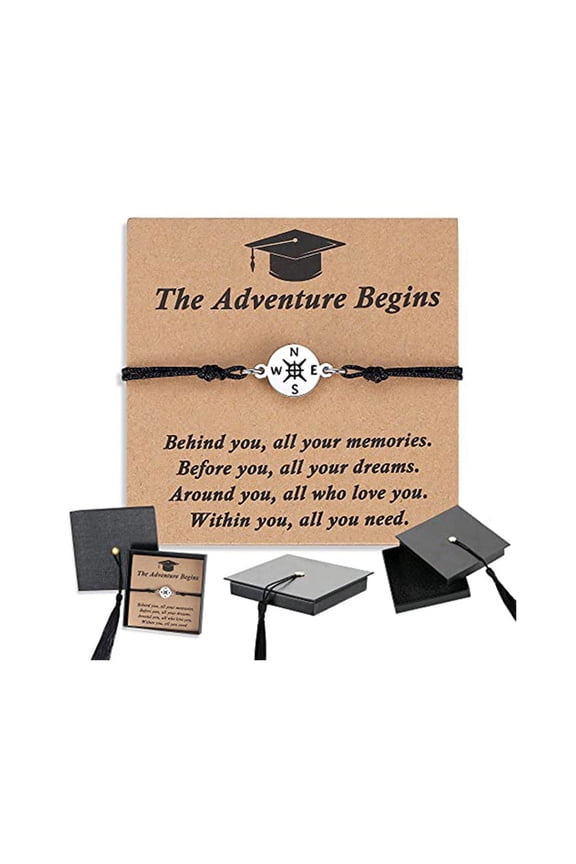 Graduation Gift Set, Unisex High-End Woven Bracelet, Graduation Bracelet with Gift Box & Quote Card, Adjustable Knot,Sentimental Keepsake, for High School College 8th Grade Graduates Men Women