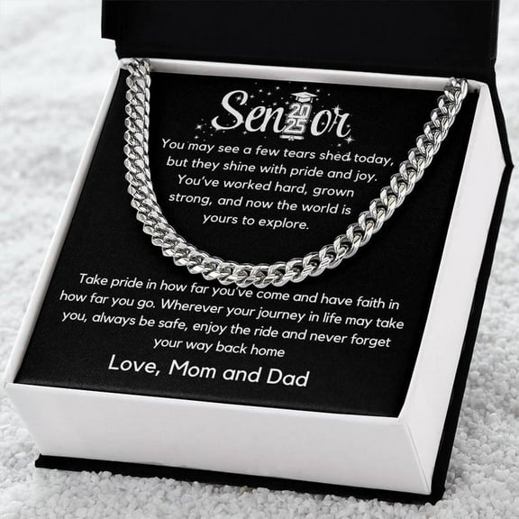 Graduation Gift For Son with Message Card and Gift Box, College Graduation Gift For Him, High School Graduation Gift 2025, Senior Gift Cuban Chain, Personalized Sign Off