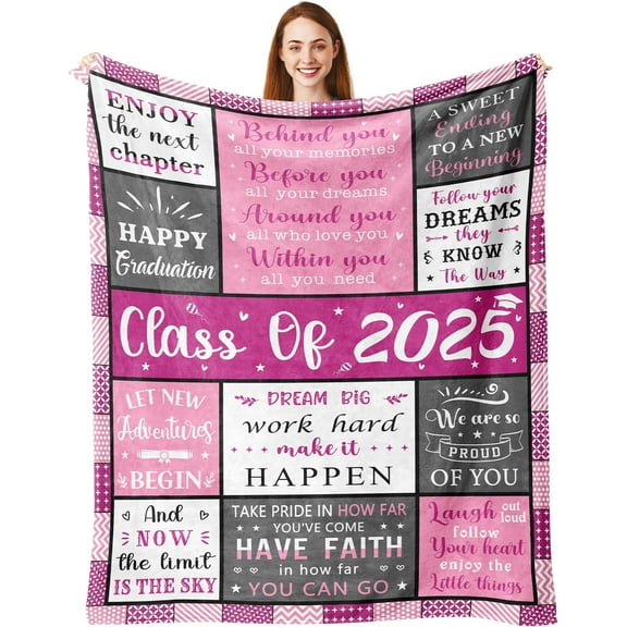 Graduation Gift for Her 2025, College/Masters Degree/PHD/High School/Nurse Graduation Gifts, Class of 2025 Decorations Throw Blanket