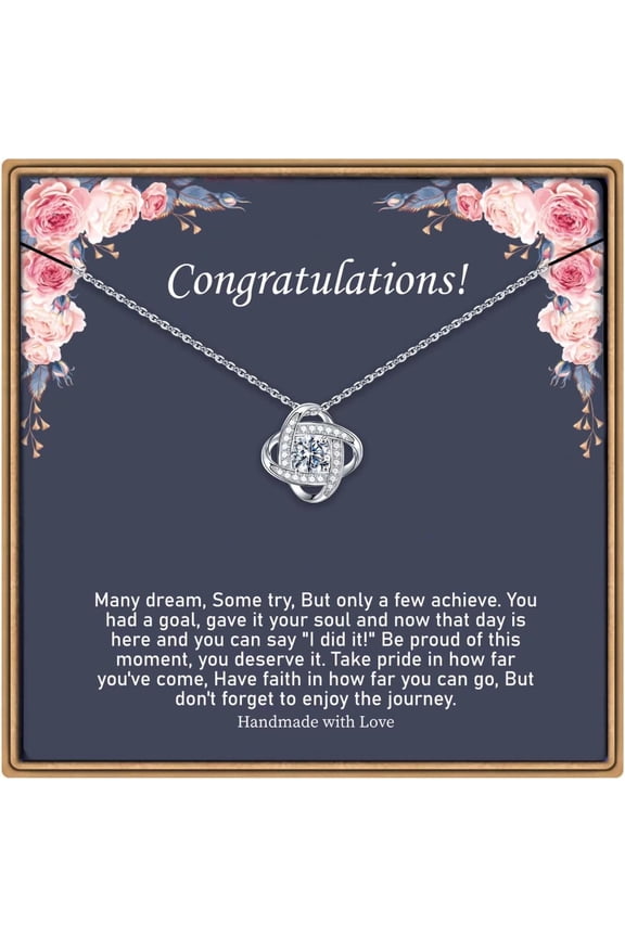 Graduation Gifts - 14K White Gold Plated Love Knot Graduation Necklaces for Women College Graduation Gifts for Her Class of 2025 Graduation Gifts