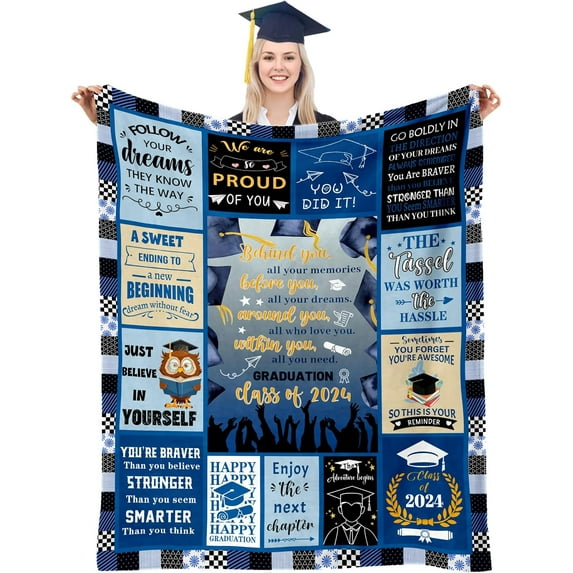 Graduation Gifts 2024, Graduation Blanket for Him, Graduation Decorations Class of 2024, College/PhD/Masters Degree Graduation Gifts, 2024 Graduate Gifts Flannel Blanket 50" X 60"