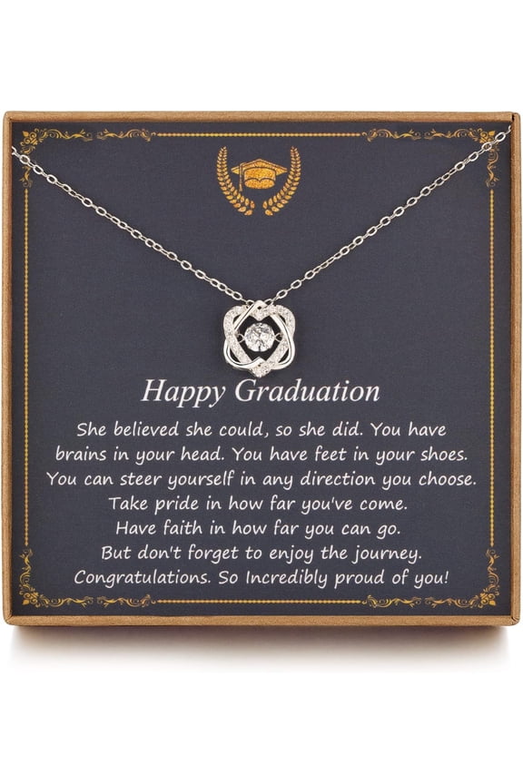 Graduation Gifts for Her 2025 College, Sterling Silver Two Interlocking Infinity Heart Necklace, Inspirational Graduation Gift, High School Graduate Gifts for Best Friend or Daughter