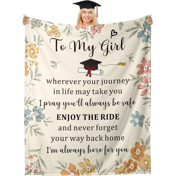 Graduation Gifts for Her 2025 Graduation Blanket Class of 2025 Middle High School College Graduation Gift for Women Master Senior Daughter Gift from Mom Dad to My Girl Graduation Throw Blanket 60x80”